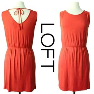 Ann Taylor LOFT | Red Orange Jersey Dress | Medium Petite (MP)